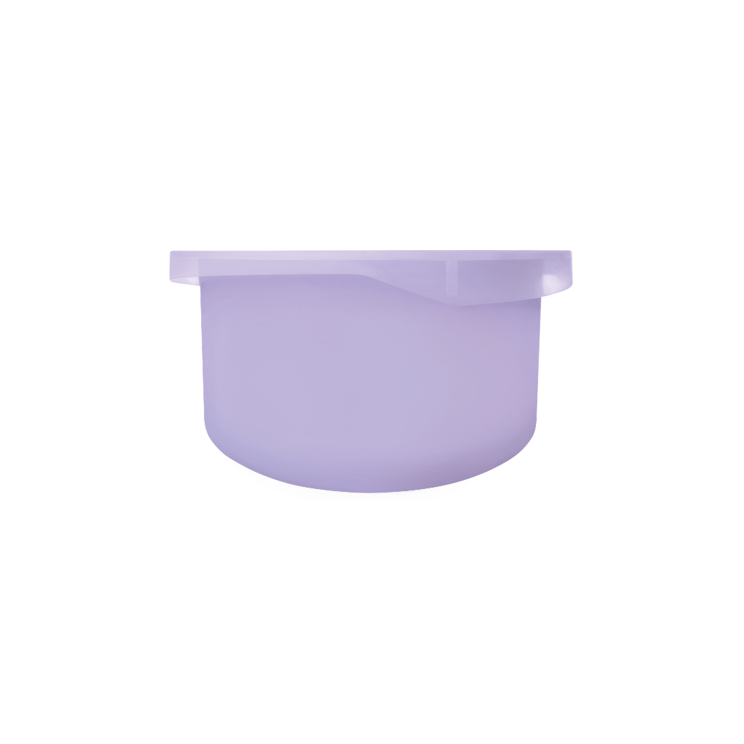 Recipient cosmetic cilindric din plastic mat de culoare lila deschis, design minimalist pentru cremă regenerantă.