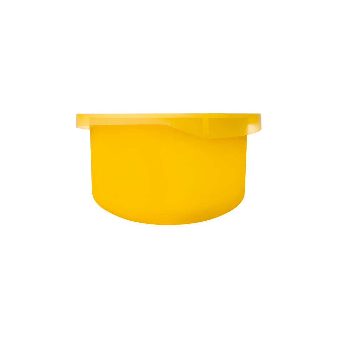 Capac galben mat, rotund, pentru recipientul cremei regenerante SVR Collagen Biotic, design minimalist.